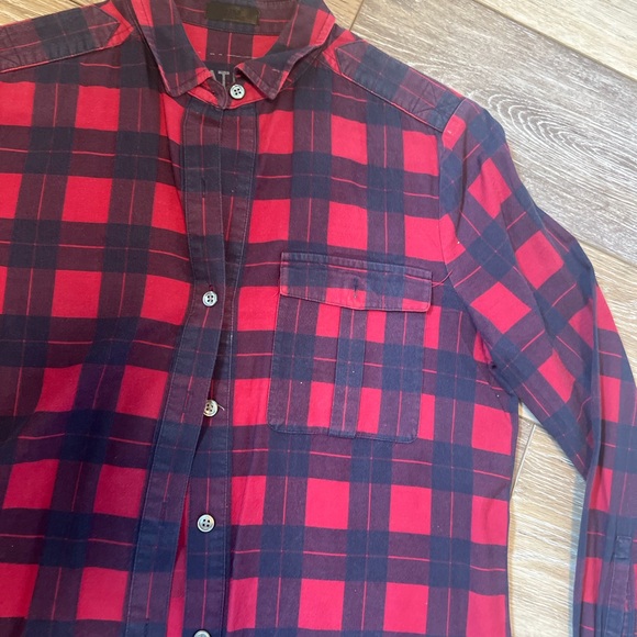 ATM Anthony Thomas Melillo Plaid Flannel Long Sleeve Shirt In Red Black XSmall - Picture 3 of 9
